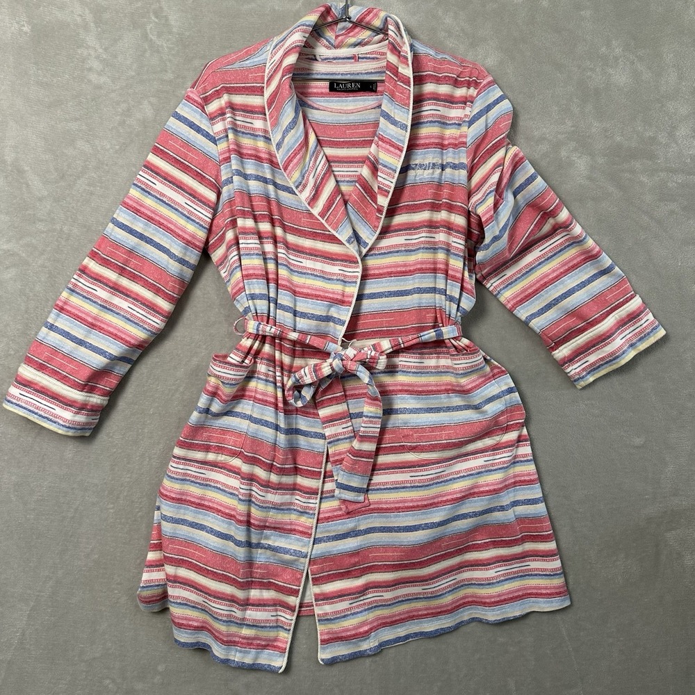 Lauren‎ Ralph Lauren Black Label Robe & Sleep Shirt Womens Large Striped Comfy